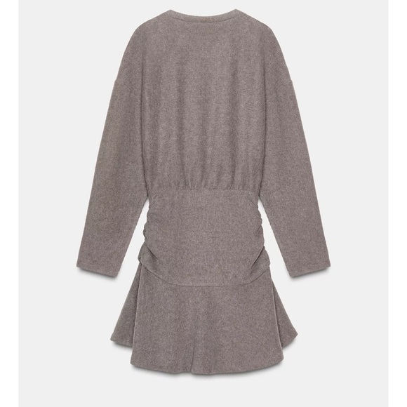 Zara Soft Sash Dress in Gray Marl - Picture 3 of 5